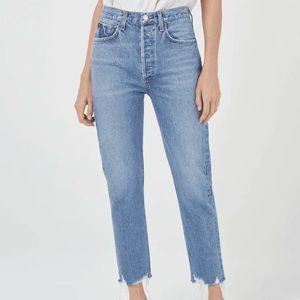 Agolde Riley Cotton Cropped High Rise Jeans